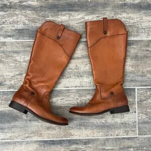 Frye Melissa riding boots‎ Button tall brown leather size 8 Mexico Equestrian